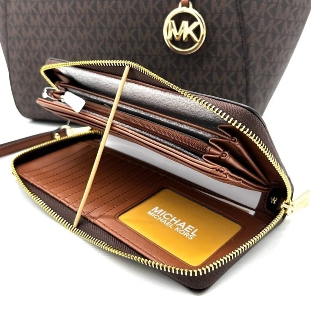 Michael Kors Large Jet Set Travel Chain Shoulder Bag & Continental Wallet - Picture 14 of 15